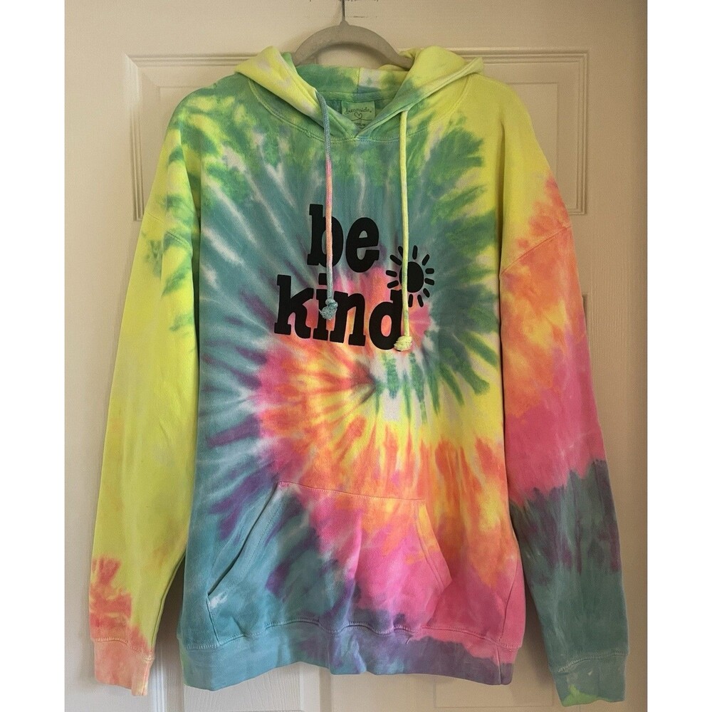 Dreamsicle Be Kind Tie Dye Hoodie Oversized Size M Rainbow Spiral Sunshine Retro